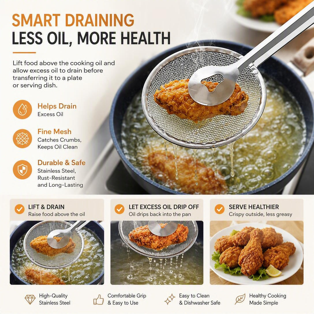 Stainless Steel Oil Strainer For Deep-Frying Food