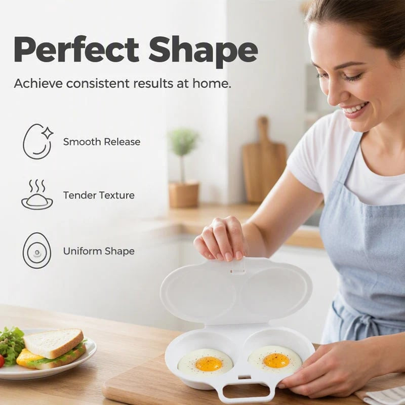 Microwave Egg Poacher with Dual Cavities – Easy Breakfast Maker for Perfect Poached Eggs