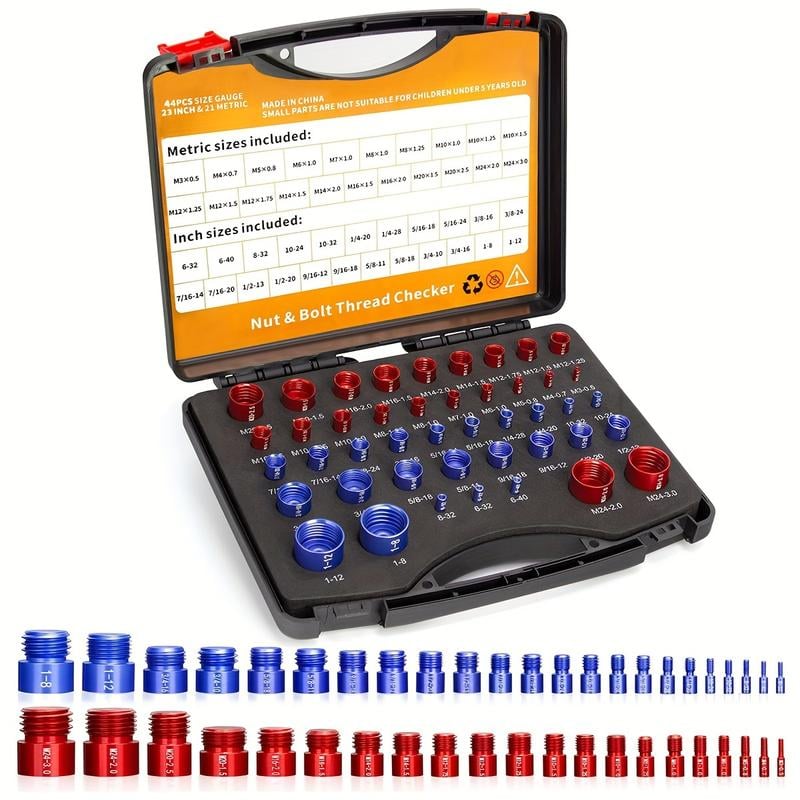 🔥 HOT SALE 🔥🔥44Pcs Alloy Nut and Bolt Thread Inspector Charge🔩