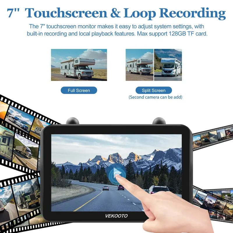 Magnetic Solar Wireless Backup Camera | 7" HD IPS Touchscreen Monitor | 7800mAh Battery | IP69 Waterproof | IR Night Vision | Wireless Auto Sync | Plug & Play