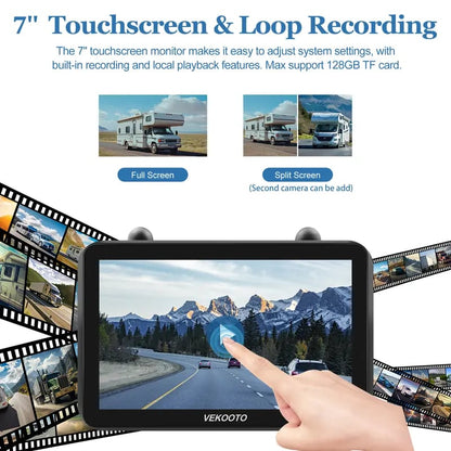 Magnetic Solar Wireless Backup Camera | 7" HD IPS Touchscreen Monitor | 7800mAh Battery | IP69 Waterproof | IR Night Vision | Wireless Auto Sync | Plug & Play