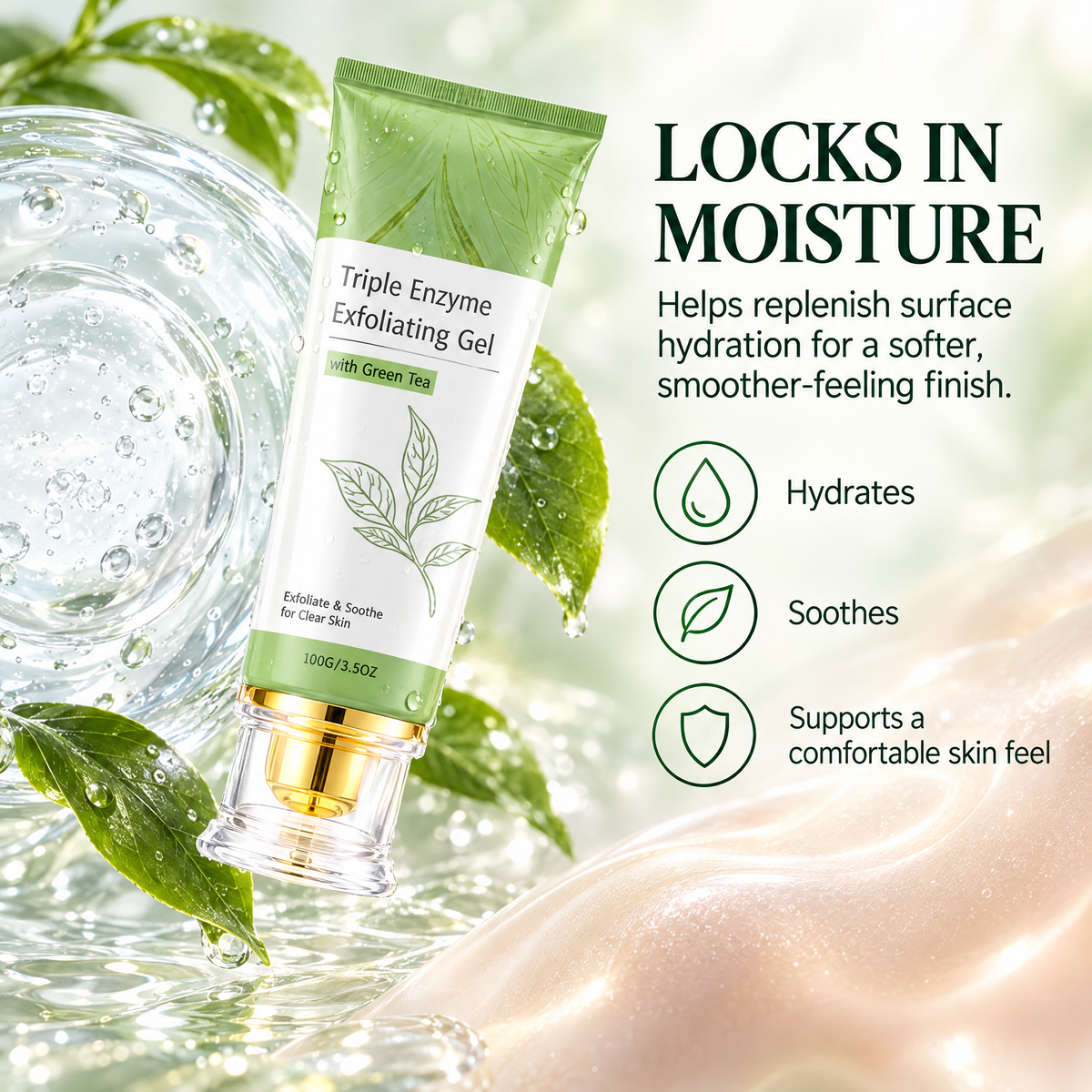 ✨Triple Enzyme Exfoliating Gel with Green Tea🍃Gentle Smoothing & Hydrating Care💧