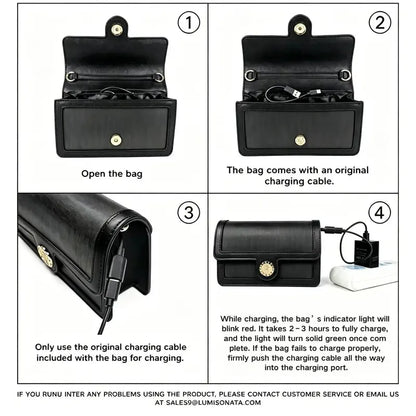 Fiber Optic Light Up Crossbody Bag, 7 Colors Glowing PU Leather Shoulder Purse