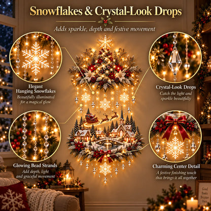 🎄 Illuminated Christmas Tree & Village Wall Hanging | Cascading Warm Lights for Living Rooms, Entryways & Staircases ✨