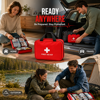🏕️ 160-Piece First Aid Kit – Compact Emergency Medical Kit for Home, Car & Outdoor Travel