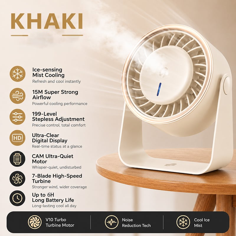 🏆80K+ SOLD🥇2026 SUMMER 49% OFF🔥Rechargeable Ice Misting Silent Cooling Fan