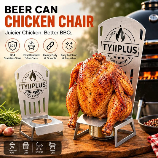 🍺🍗Beer Can Chicken Chair🔥 Heavy Duty 304 Stainless Steel BBQ Roaster Stand for 16oz Beer Cans