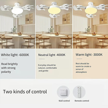 2026 New E27 Socket Ceiling Fan Light - 2-in-1 Silent LED Fan with Remote Control