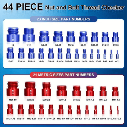 🔥 HOT SALE 🔥🔥44Pcs Alloy Nut and Bolt Thread Inspector Charge🔩