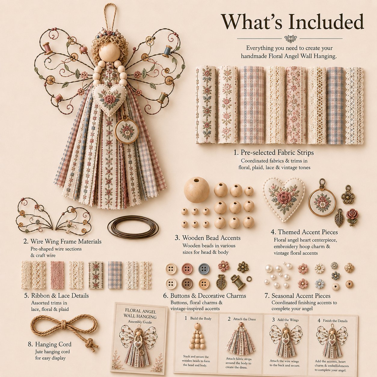 🪽 Angel Fabric Hanging DIY Kit – Create a Beautiful Handmade Angel Decoration
