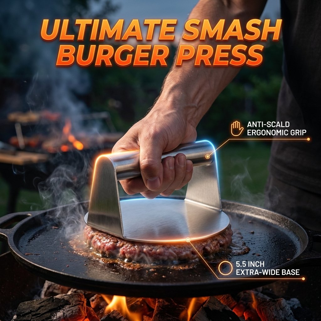 🍔Smash Burger Press - Hamburger Smasher Tool for Griddle