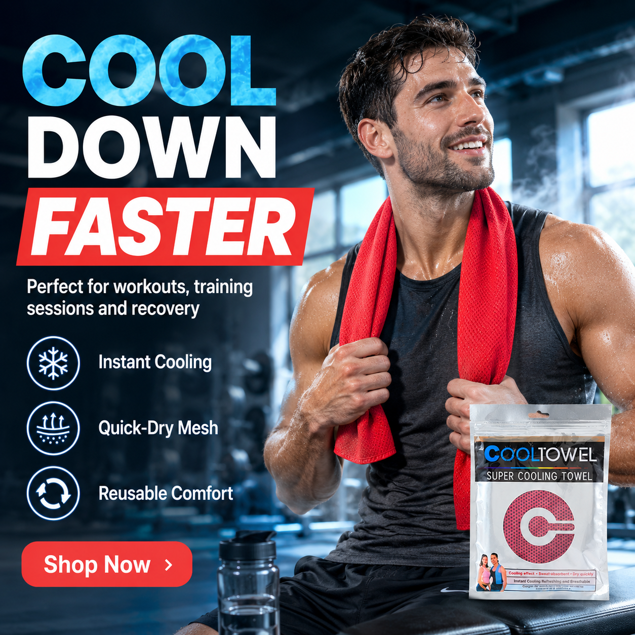 ❄️ Instant Cooling Towel – Lightweight Super Absorbent Towel for Sports, Travel & Outdoor Heat Relief