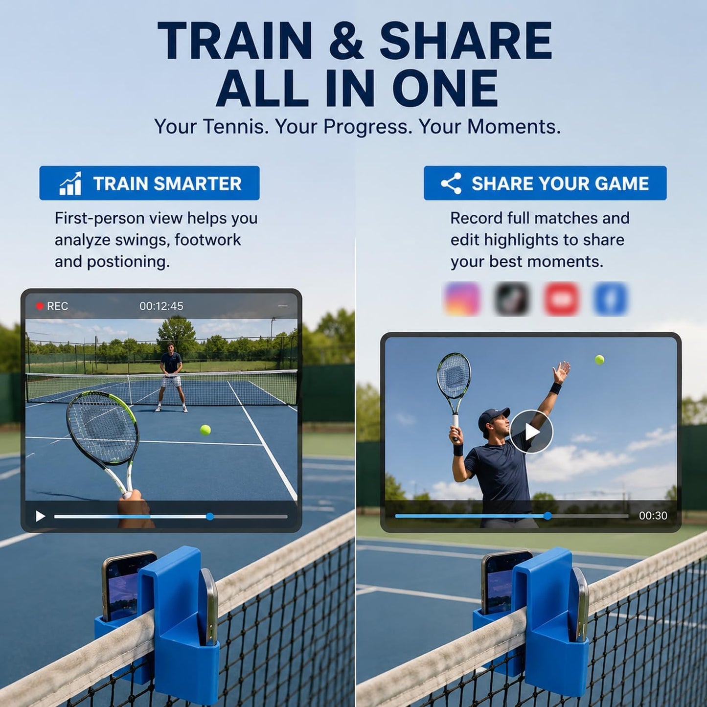 Dual‐Sided Tennis Net Phone Mount