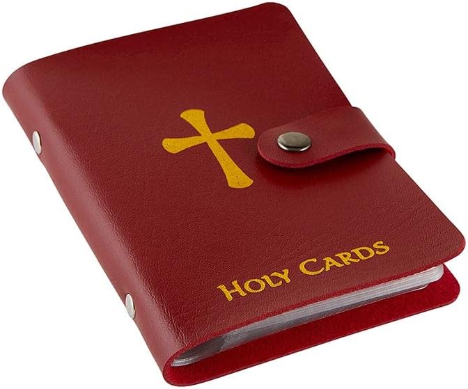 🙏Catholic Faux Leather Holy Card Holder – Pocket Prayer Card Organizer with Snap Closure🎁