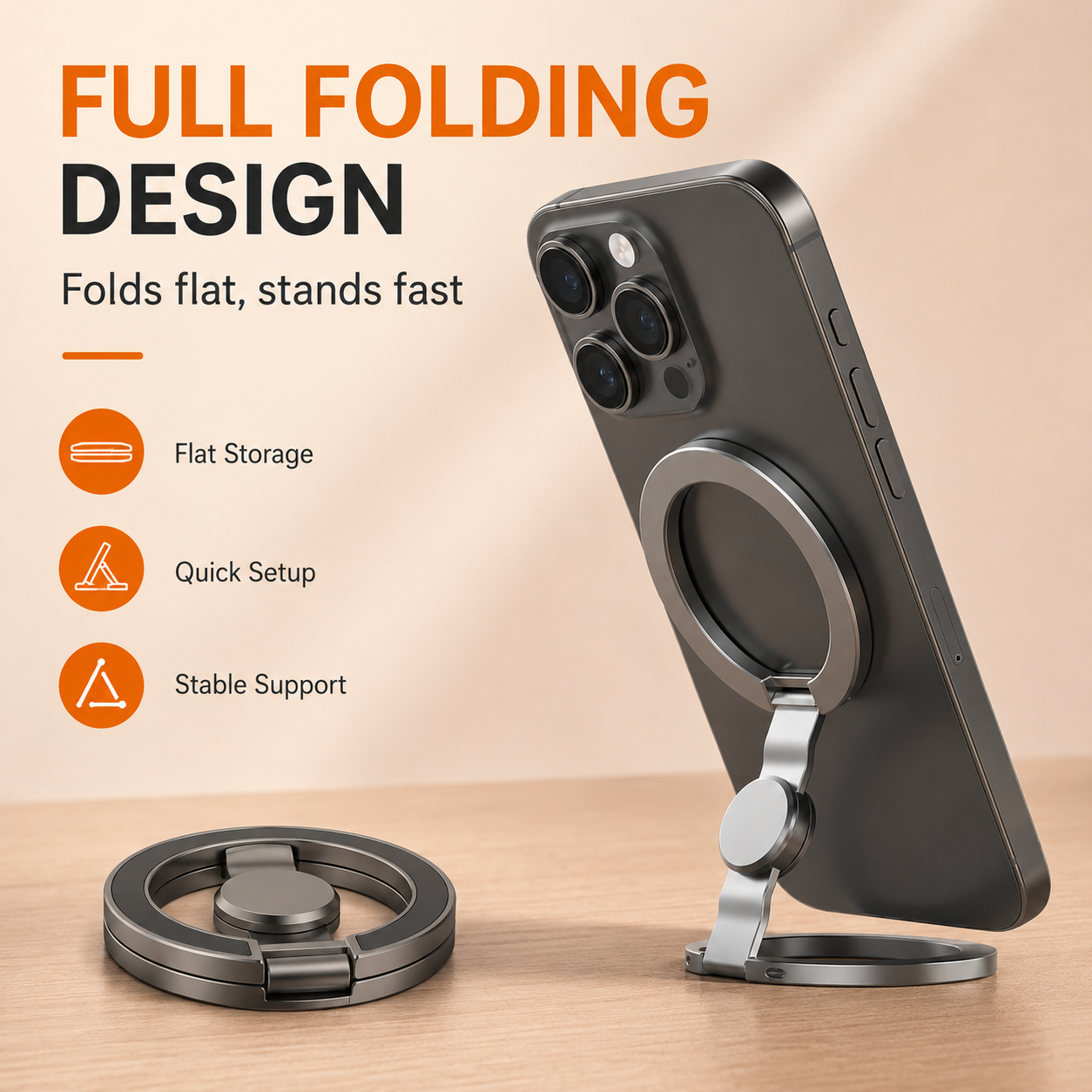 360° Magnetic Phone Stand & Fidget Spinner Combo – Adjustable Grip & Hands-Free Holder