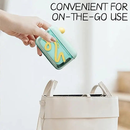 Travel-sized storage case with automatic pop-up dispenser, portable & refillable
