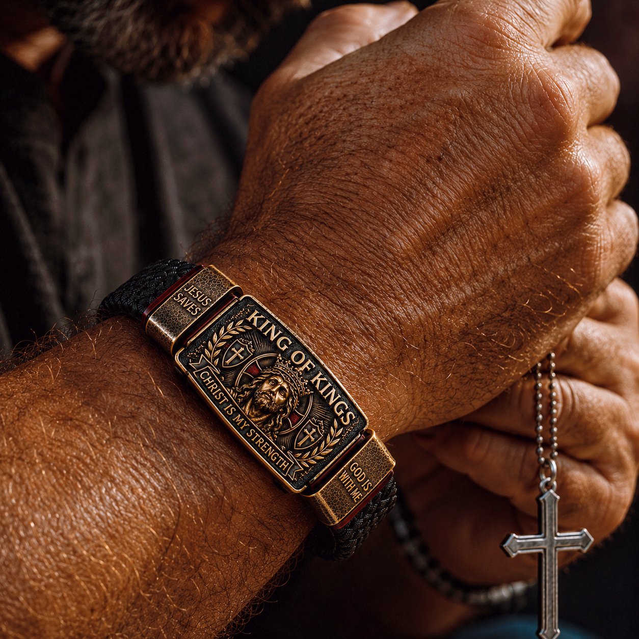 ✝️KING OF KINGS bracelet - 🙏Fit: Flexible design – fits most wrists (7–10.5 in)