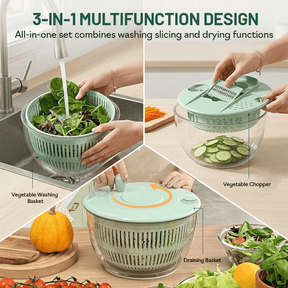 3-in-1 Salad Spinner Pro – Wash, Slice & Dry in Seconds