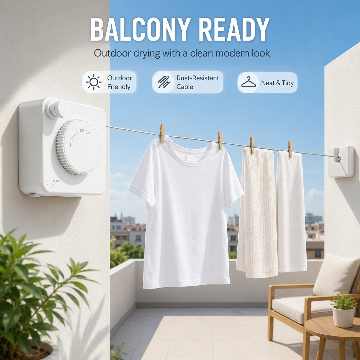 ✨Retractable Stainless Steel Clothesline – Dry More, Save Space