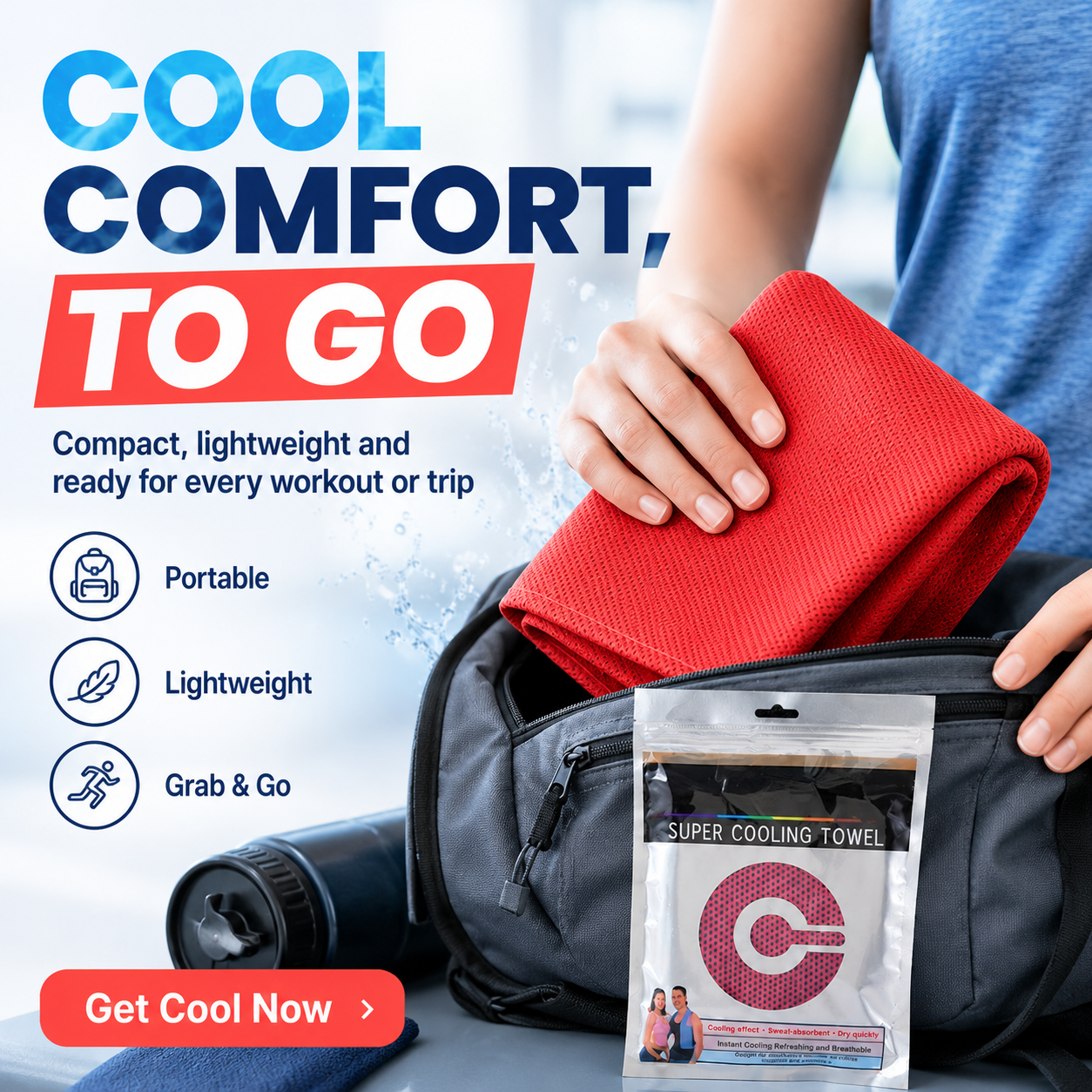 ❄️ Instant Cooling Towel – Lightweight Super Absorbent Towel for Sports, Travel & Outdoor Heat Relief