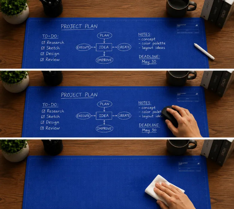 🖊️✨The Blueprint Deskmat Includes the Blueprint Marker💻A Double-Sided Deskmat to Draw, Erase & Redraw As Needed. 🎁Buy 2 Sets Free Shipping