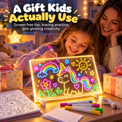🌈🎨🎁 Magic Drawing Board for Kids – Draw, Glow & Erase🎁 Fun Create Gift for Boys &Girls