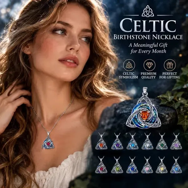 💎 Birthstone Celtic Knot Necklace for Women