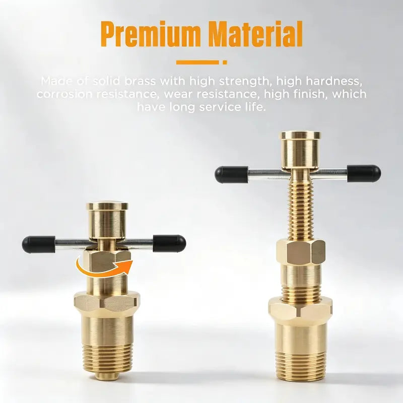 ✨Compression Sleeve Puller Tool for 1/2' & 3/4' Brass Pipes, Rust-Resistant Ferrule Remover, Pipe Ring Extraction Kit for Corroded/Frozen Supply Stops, Removes Nut & Ferrule Safely – No Pipe Damage (Fits NPT 1/2', 3/4')