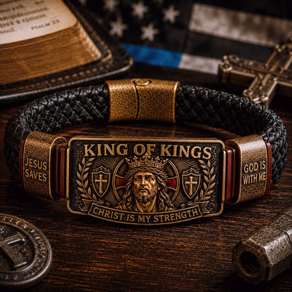 ✝️KING OF KINGS bracelet - 🙏Fit: Flexible design – fits most wrists (7–10.5 in)