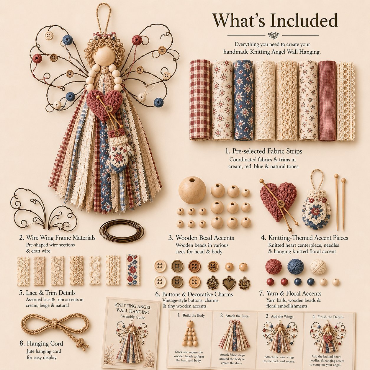🪽 Angel Fabric Hanging DIY Kit – Create a Beautiful Handmade Angel Decoration
