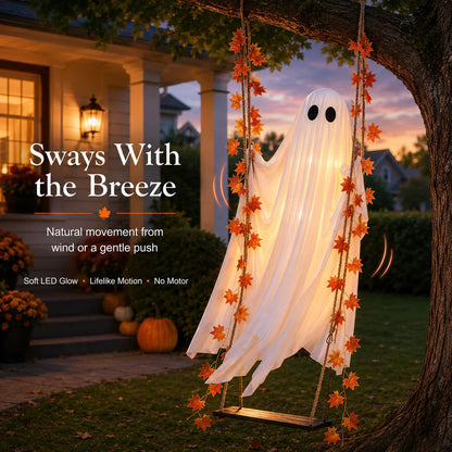Light-Up Swinging Hanging Ghost Halloween Outdoor Decoration