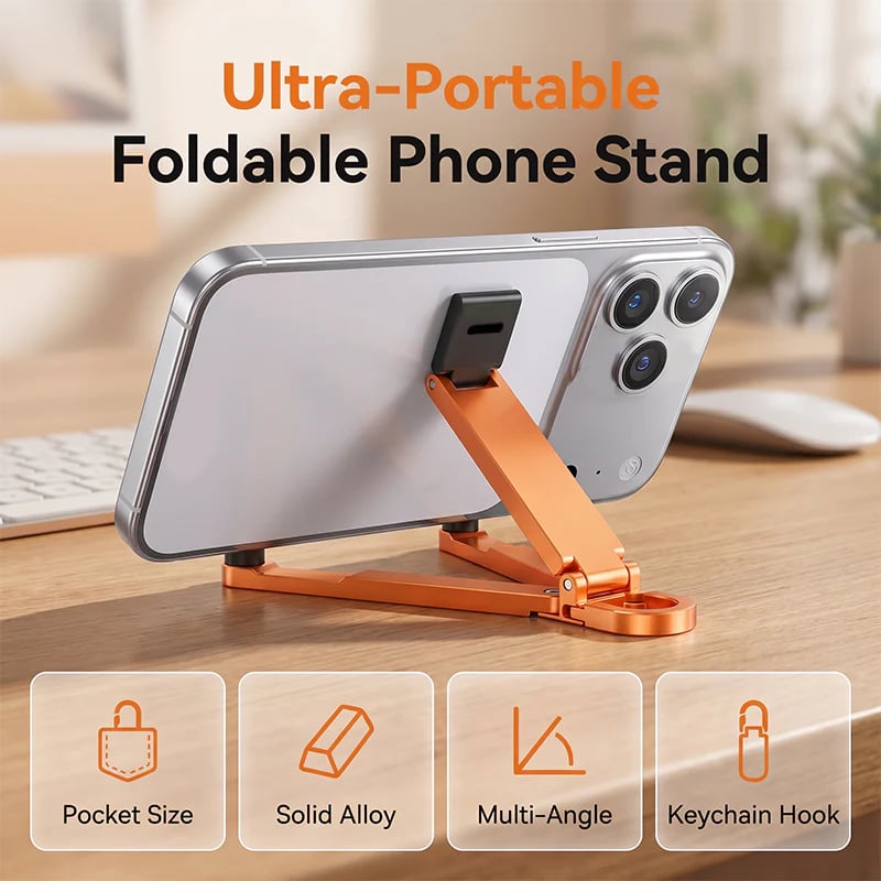 💯🔥HOT SALE 50% OFF🎁📱Mini Aluminum Phone Stand Keychain Foldable Desktop Holder – Small Gadget, Big Convenience✨
