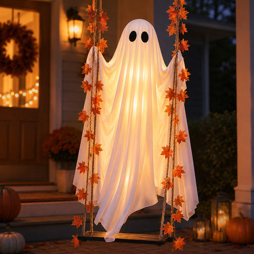 Light-Up Swinging Hanging Ghost Halloween Outdoor Decoration