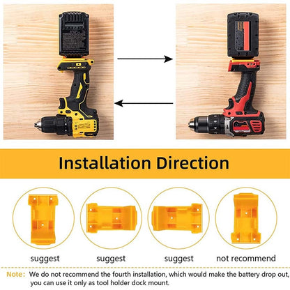 5-Pack 2-in-1 Power Tool & Battery Holder Mounts for Dewalt/Milwaukee 18V Li-ion Batteries & Cordless Tools
