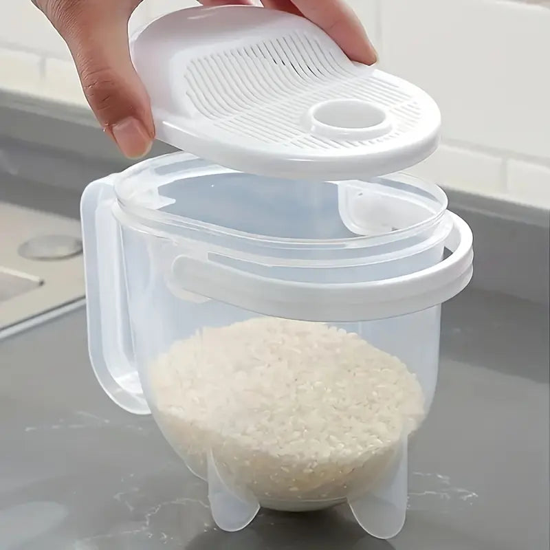 Automatic Hands-Free Rice Washing Tool Convenience Strainer with Filtering Lid Ideal for Rice Beans Fruits Vegetables Grains Kitchen Accessories Lazy Rice Cleaning Device Easy to Use Kitchen Gadget