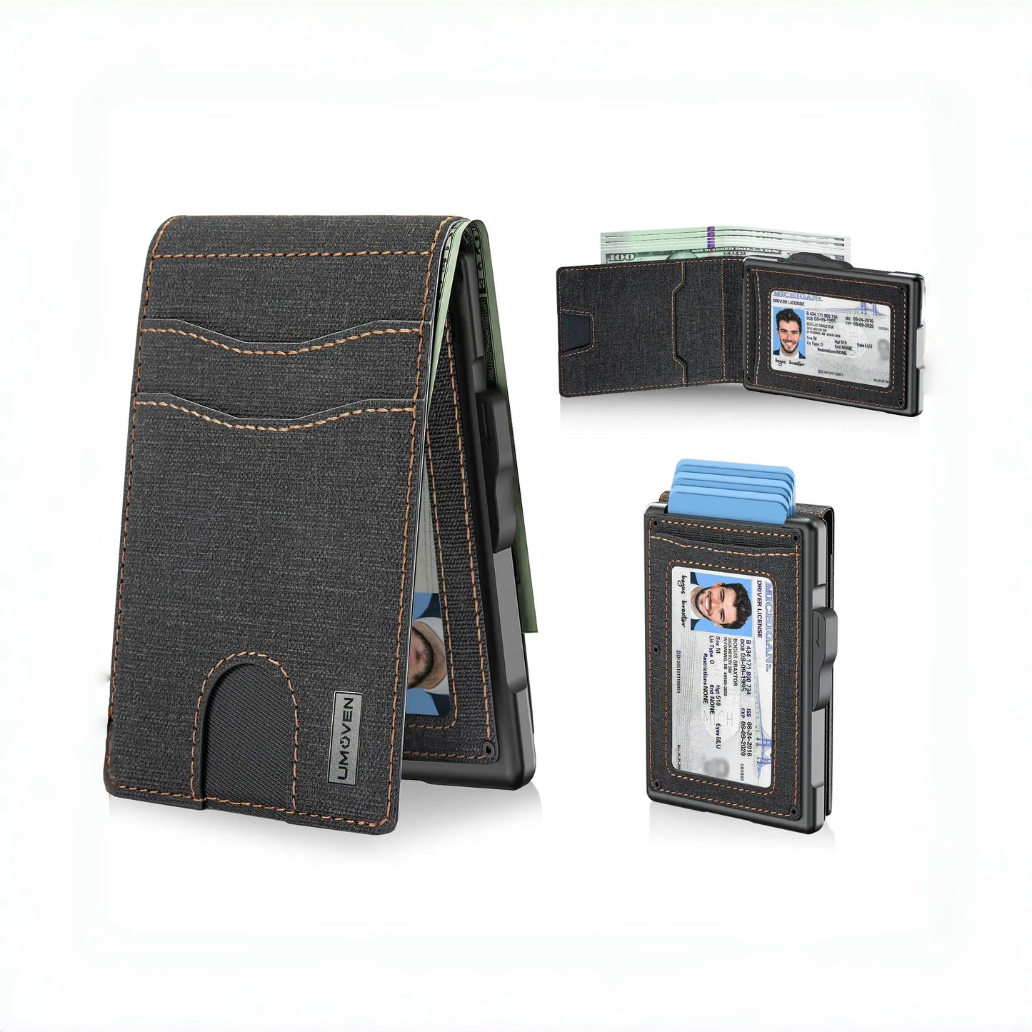 🔥Minimalist Pop-Up Wallet for Men – RFID Blocking Aluminum Card Holder , ID Window & Leather Front Pocket