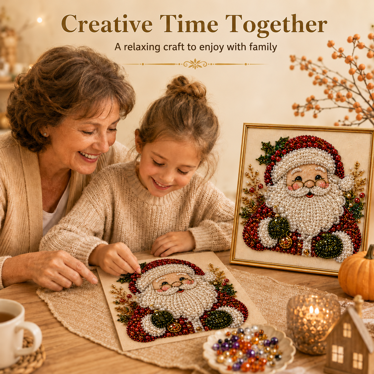 ✨✨Relaxing & Beginner-Friendly - 🎨💎DIY Christmas Pearl Diamond Painting Art Kit