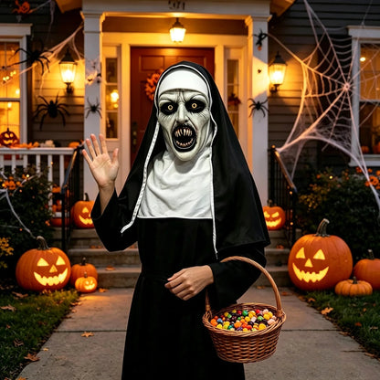🎃Spooky Qualteus Nun Halloween Mask Latex Handwashable Cosplay Costume Accessory