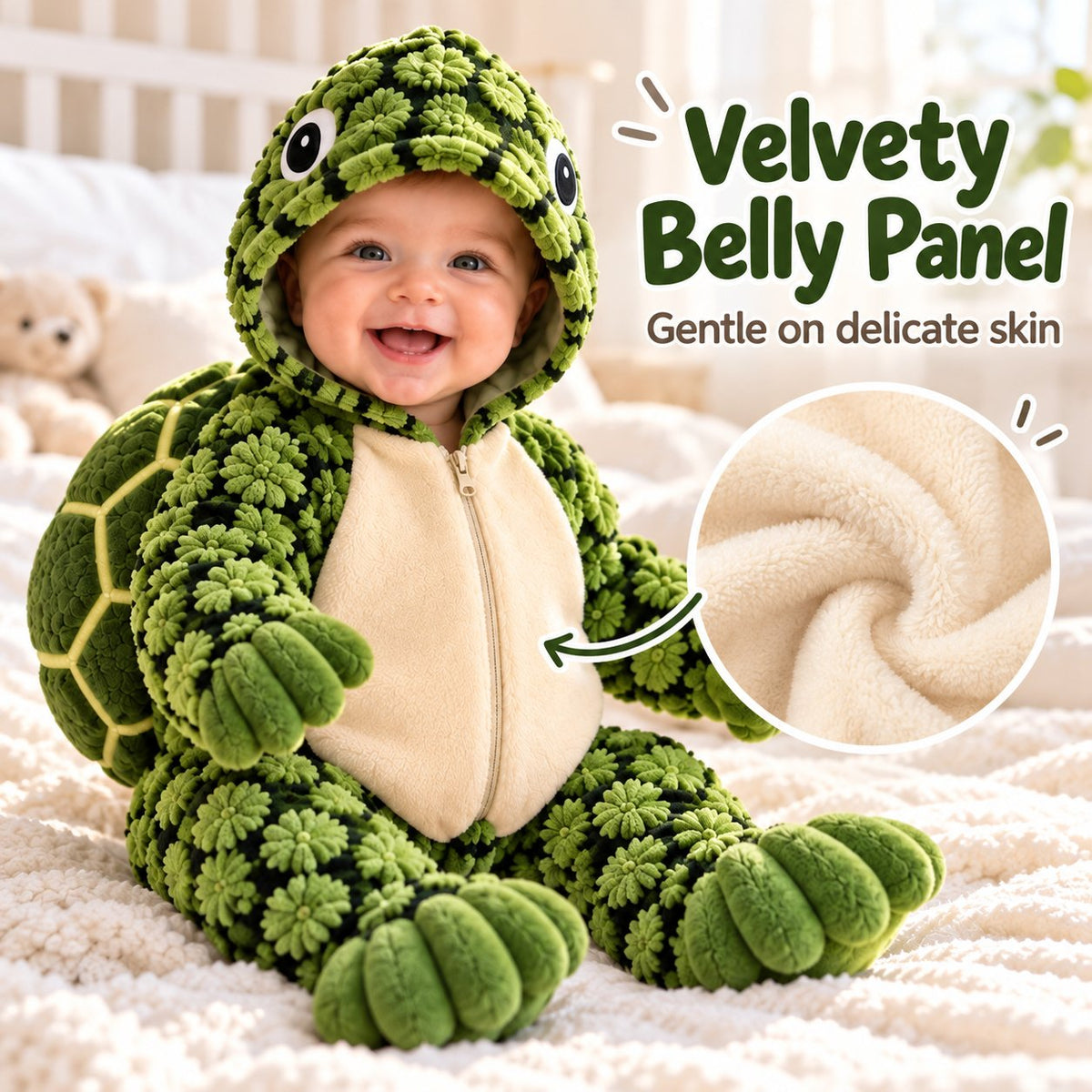 Little Turtle Plush 3D Shell Baby Onesie 🐢