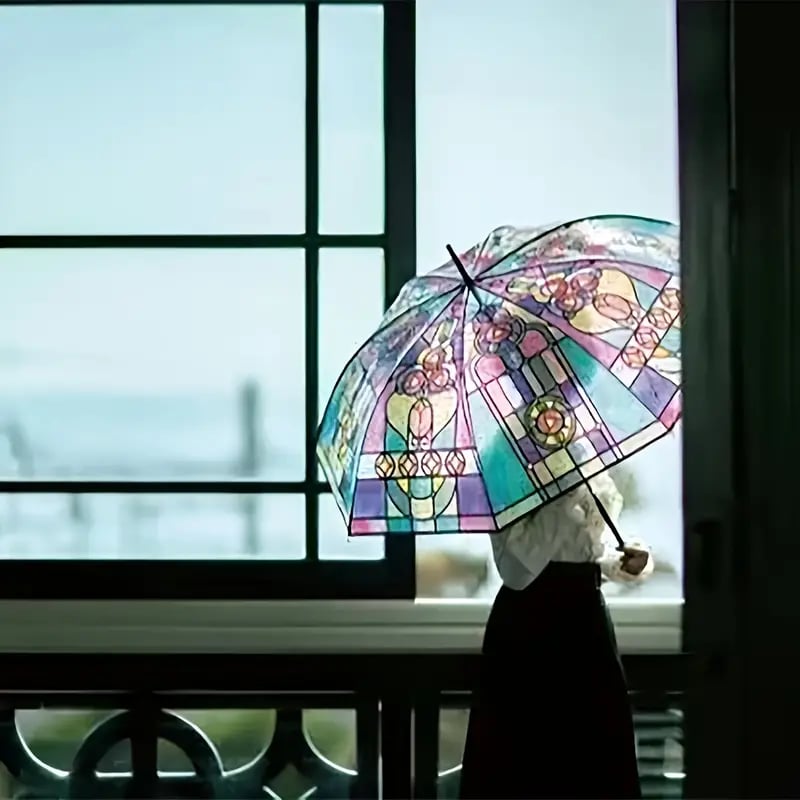 🌈Cathedral Art Stained‑Glass Inspired Automatic Umbrella