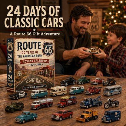 🚗Route 66 Centennial Advent Calendar – 24 Days of American Road Legends | 1926–2026 Collector’s Edition🎄