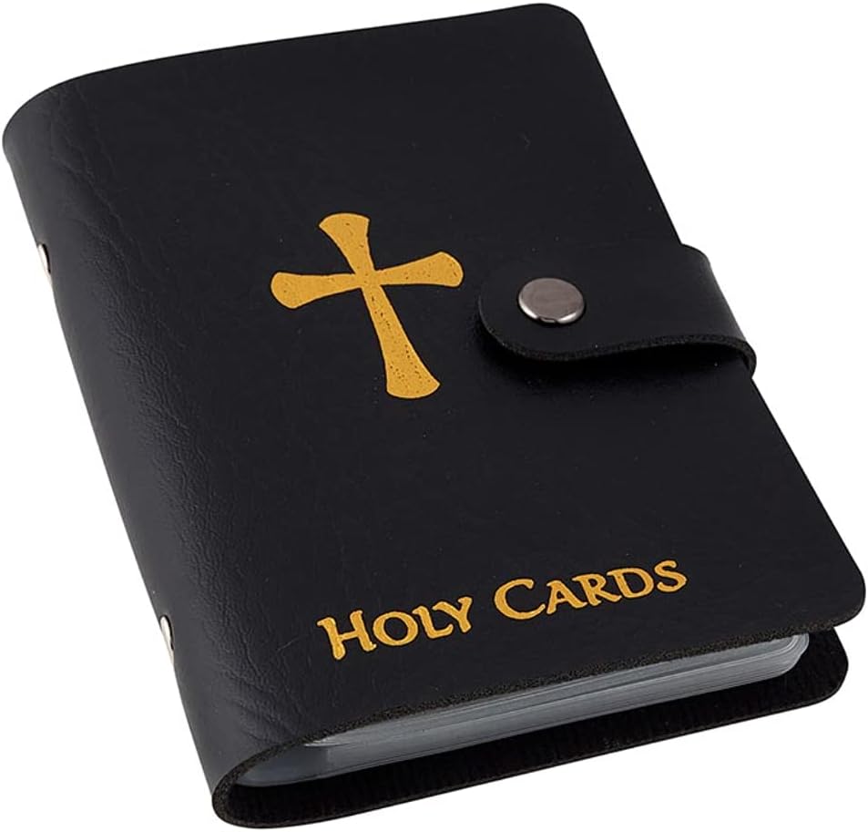 🙏Catholic Faux Leather Holy Card Holder – Pocket Prayer Card Organizer with Snap Closure🎁