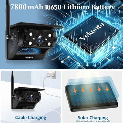Magnetic Solar Wireless Backup Camera | 7" HD IPS Touchscreen Monitor | 7800mAh Battery | IP69 Waterproof | IR Night Vision | Wireless Auto Sync | Plug & Play