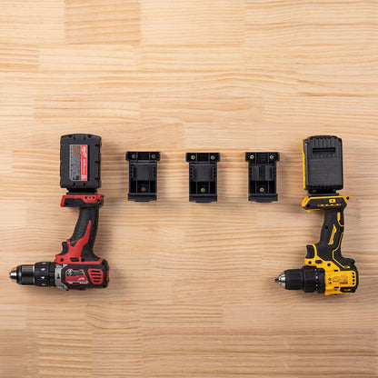 5-Pack 2-in-1 Power Tool & Battery Holder Mounts for Dewalt/Milwaukee 18V Li-ion Batteries & Cordless Tools