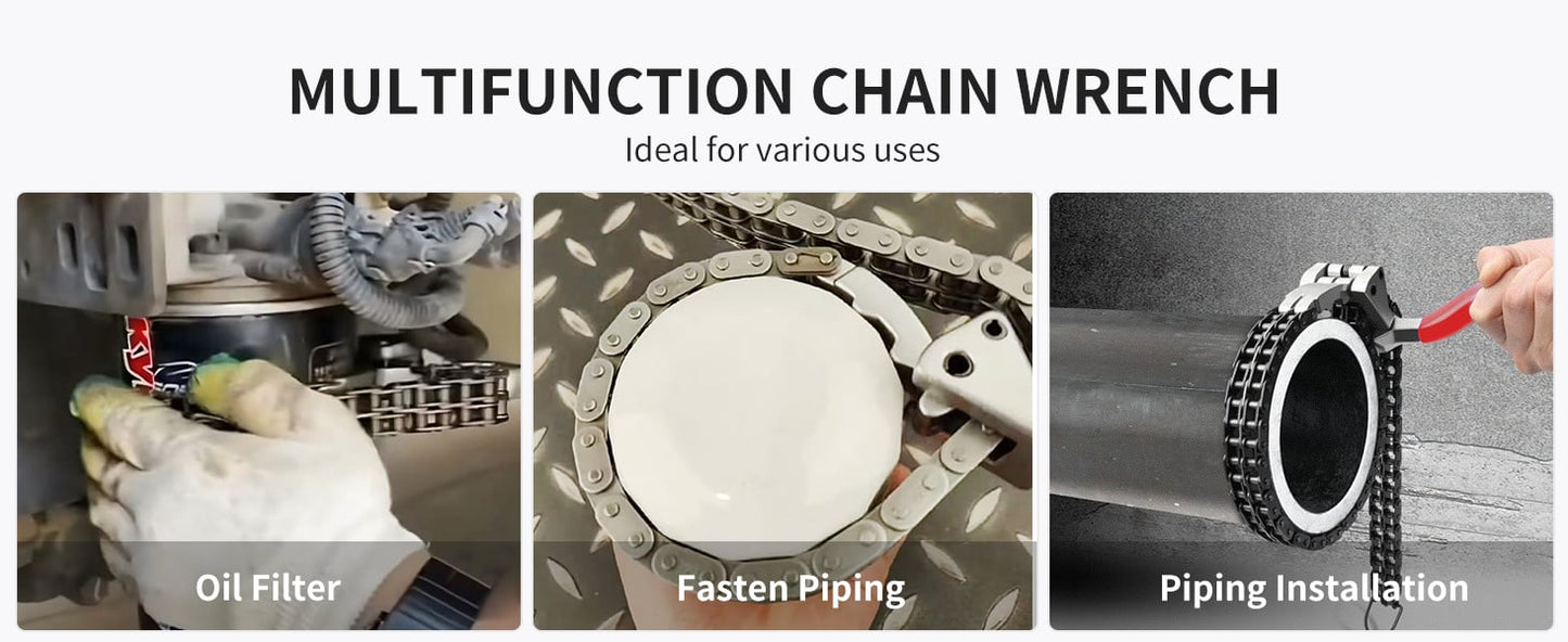 Heavy Duty Chain Oil Filter Wrench | Adjustable Removal Spanner for Auto Maintenance