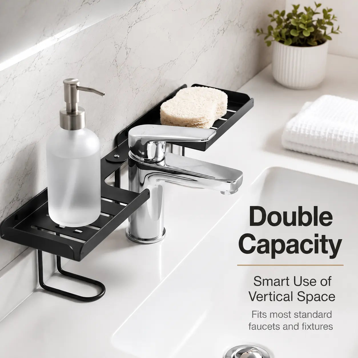Foldable Steel Over-Sink Shelf Organizer, No-Drill Adjustable Storage Rack ✅