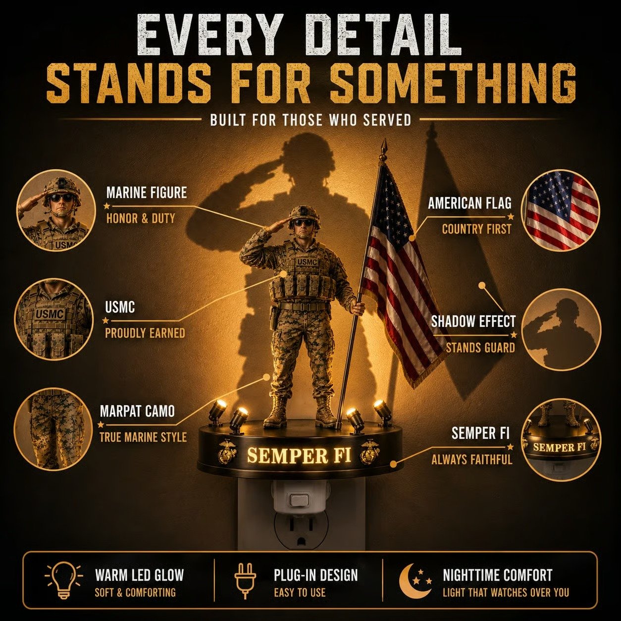 🔥LAST DAY 49% OFF- 🎇U.S. Marine Corps Semper Fi Shadow Night Light