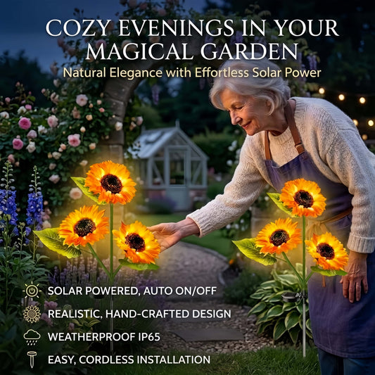 2026 UPGRADED Solar Sunflowers – Hyper-Realistic Petals, Stunning Shadow Projections & Dusk-to-Dawn Garden Magic 🌻