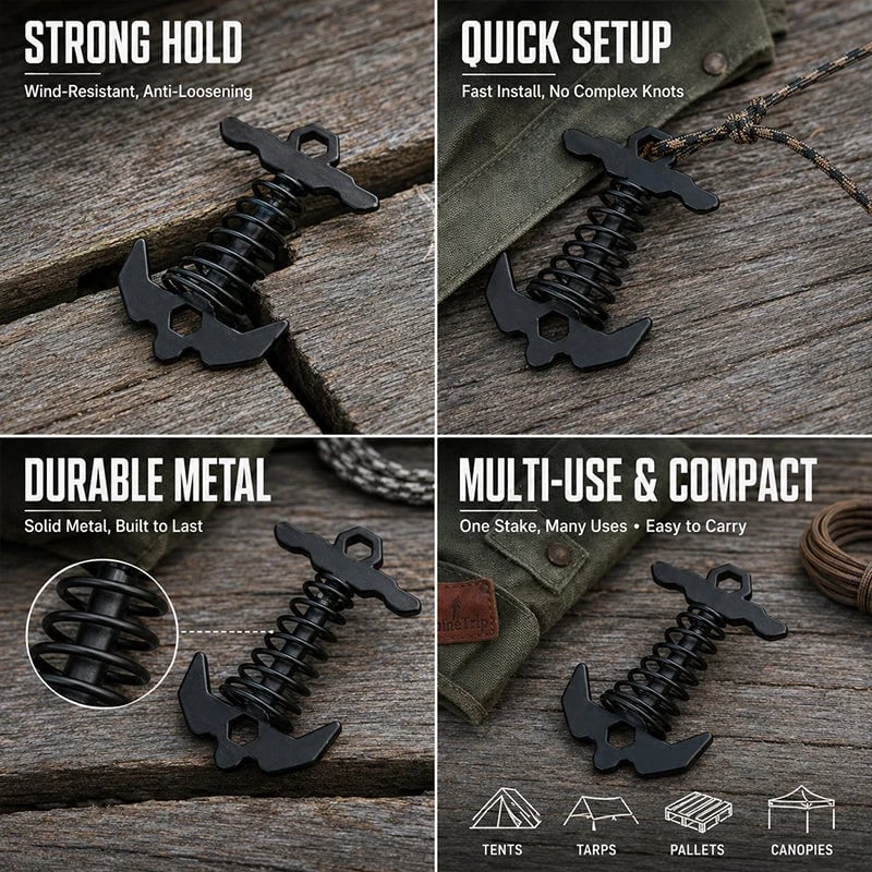 🏕️Outdoor Spring-Loaded Fishbone Tent Peg