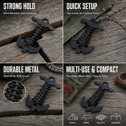🏕️Outdoor Spring-Loaded Fishbone Tent Peg